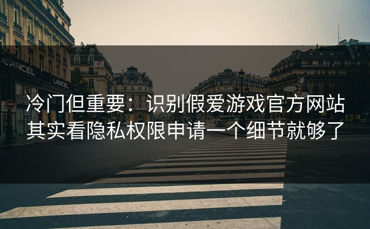冷门但重要：识别假爱游戏官方网站其实看隐私权限申请一个细节就够了