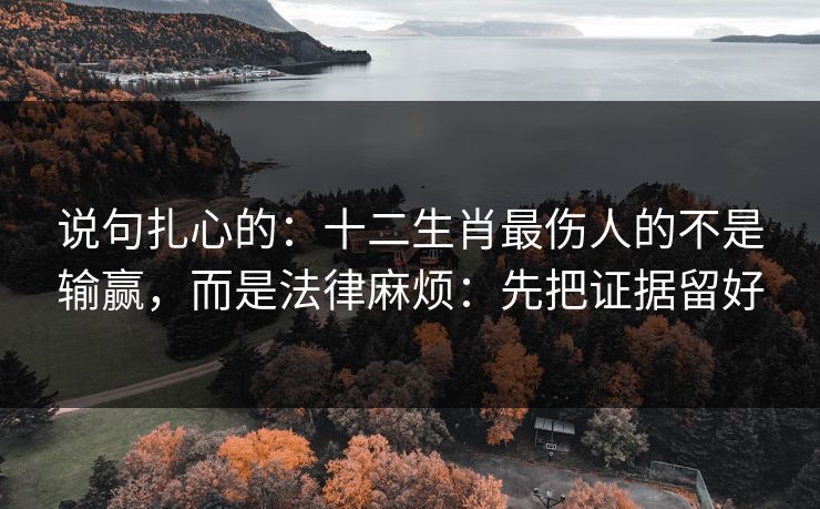 说句扎心的：十二生肖最伤人的不是输赢，而是法律麻烦：先把证据留好