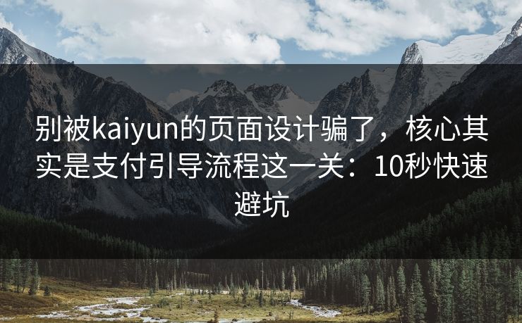 别被kaiyun的页面设计骗了，核心其实是支付引导流程这一关：10秒快速避坑
